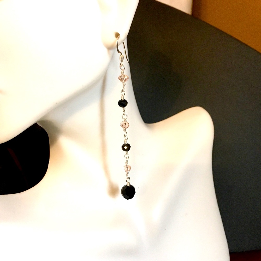 Pink and black earrings